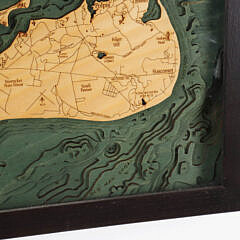 Three Dimensional Carved Wood Map of Nantucket Island