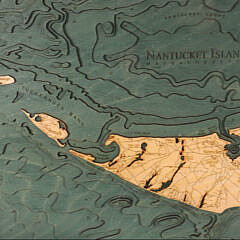 Three Dimensional Carved Wood Map of Nantucket Island