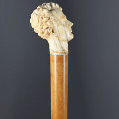 Carved Bust of Lord Byron Walking Stick, 1st Quarter of the 19th Century