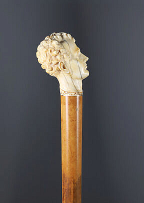 Carved Bust of Lord Byron Walking Stick, 1st Quarter of the 19th Century