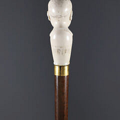 English Engraved Phrenology Head Grip Walking Stick, circa 1870