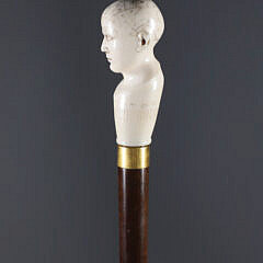 English Engraved Phrenology Head Grip Walking Stick, circa 1870
