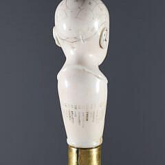 English Engraved Phrenology Head Grip Walking Stick, circa 1870