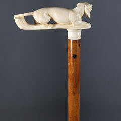 Finely Carved English Dachshund Grip Cane, circa 1880