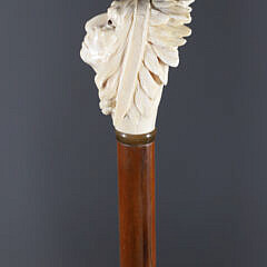 American Carved Bust of a Native American Chief Walking Stick, 19th Century