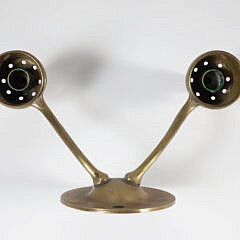 Pair of Glass Hurricane Sconces on Brass Wall Mounts