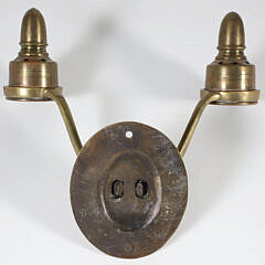 Pair of Glass Hurricane Sconces on Brass Wall Mounts