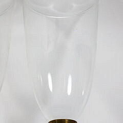 Pair of Glass Hurricane Sconces on Brass Wall Mounts