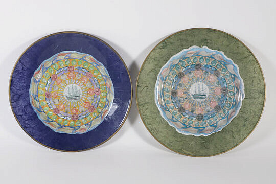 Pair of Leslie Linsley Decoupage Plates