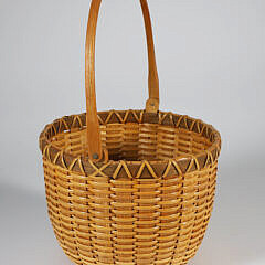 Paul Willer Broad Rattan Woven Open Swing Handle Nantucket Basket