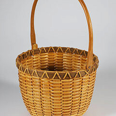 Paul Willer Broad Rattan Woven Open Swing Handle Nantucket Basket