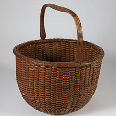 Antique Round Open Swing Handle Nantucket Basket, circa 1920