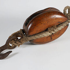 Ships Wooden Pulley Initialed A.G.H.