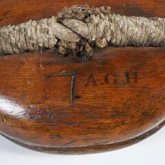 Ships Wooden Pulley Initialed A.G.H.