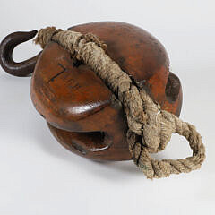 Ships Wooden Pulley Initialed A.G.H.