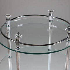Contemporary Round Three-Tier Chrome and Glass Side Table