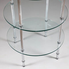 Contemporary Round Three-Tier Chrome and Glass Side Table