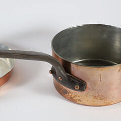 Four Antique Copper Skillets
