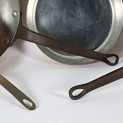 Four Antique Copper Skillets