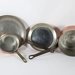 Four Antique Copper Skillets