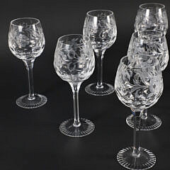 Set of 12 Etched Crystal Goblets