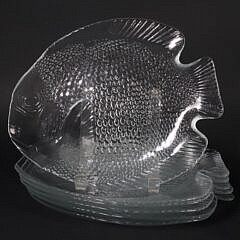 22 Clear Glass Fish Plates in Three Sizes
