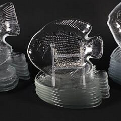 22 Clear Glass Fish Plates in Three Sizes