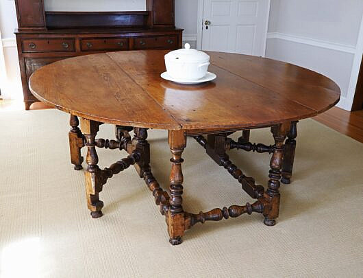 Large English Oak Round Robust Gate Leg Table