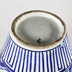 Contemporary Chinese Blue and White Covered Temple Jar with Foo Dog Finial