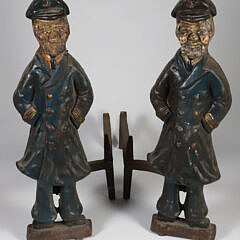 Pair of Cast Iron and Polychrome Sailor Andirons