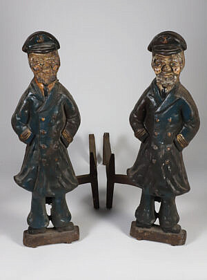 Pair of Cast Iron and Polychrome Sailor Andirons