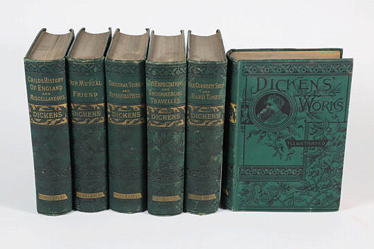 6 Volumes "Illustrated Dickens Books, Bedford & Clark Co.