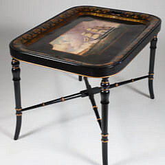 Contemporary Redecorated Antique Nautical Tray on Custom Stand