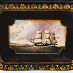 Contemporary Redecorated Antique Nautical Tray on Custom Stand