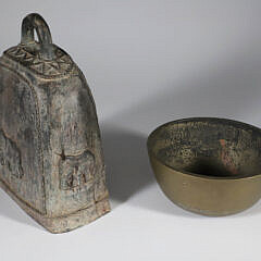 Asian Bronze Bell and Buddhist Temple Bowl Gong
