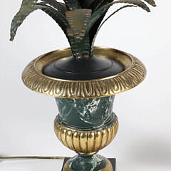 Pair of Brass and Faux Marble Pineapple Urn Lamps