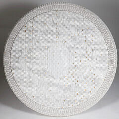 Vintage White Wicker Round Dining Table