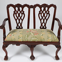 Child’s Mahogany Double Chair Back Chippendale Style Settee