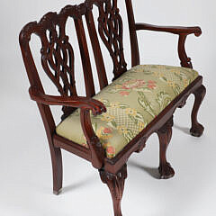Child’s Mahogany Double Chair Back Chippendale Style Settee