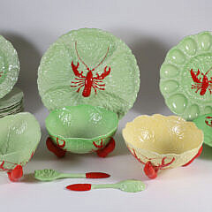Carlton Ware and Crown Devon Cabbage Leaf and Lobster Ceramic Dinner Service