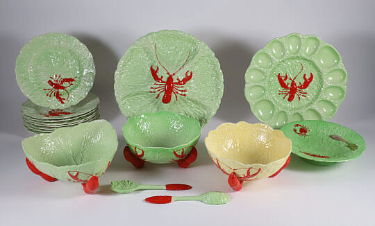 Carlton Ware and Crown Devon Cabbage Leaf and Lobster Ceramic Dinner Service