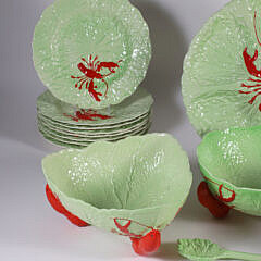 Carlton Ware and Crown Devon Cabbage Leaf and Lobster Ceramic Dinner Service