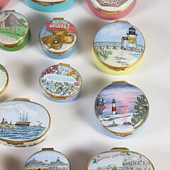 Collection of 25 Anderson’s Limited Edition Enamel Nantucket Pill Boxes