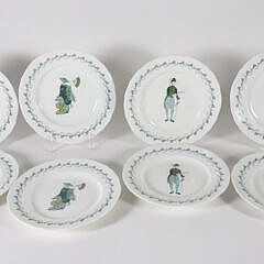 Set of Eight Gilbert and Sullivan Bone China Plates Designed Exclusively for the Savoy Hotel London Royal Worcester