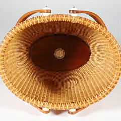 Jean M. Valerio Woven Double Swing Handle Oval Open Nantucket Basket circa 2001
