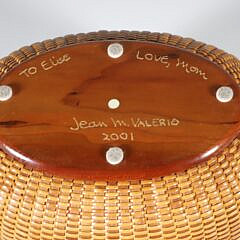 Jean M. Valerio Woven Double Swing Handle Oval Open Nantucket Basket circa 2001
