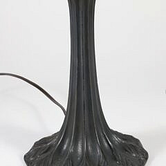 Hoosin Art Nouveau Style Metal Lamp with Jeweled and Seashell Applied Shade