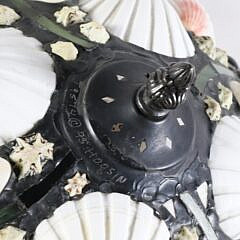 Hoosin Art Nouveau Style Metal Lamp with Jeweled and Seashell Applied Shade