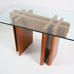 Danish Teak Glass Top Side Table, circa 1970