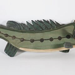 Carved Wood and Tin Decorated Hanging Fish Sign “Fishermen Welcome”